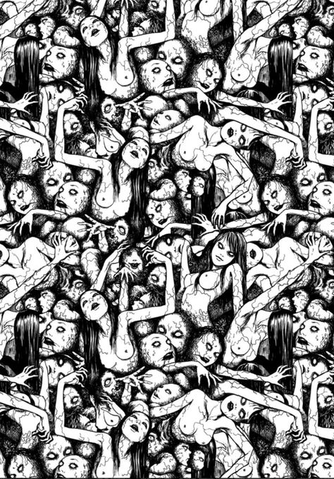 Creepy Wallpaper, Trippy Tattoo Ideas, Trippy Tattoo, Horror Drawing, Japanese Horror, Psy Art, Junji Ito, Next Tattoo, Dark Art Illustrations