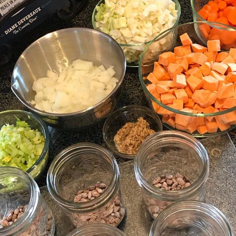 Irish Bean & Cabbage Stew Canning Recipe | The Canning Diva Canning Cabbage Recipes, Cabbage Stew Recipe, Canning Cabbage, Canning Diva, Canning Soup Recipes, Cabbage Stew, Pressure Canning Recipes, Cubed Sweet Potatoes, Canning Vegetables