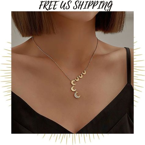 moon necklace Astronomy Jewelry, Spiritual Necklace, Cheap Necklaces, Moon Shapes, Gifts For Your Girlfriend, Themed Jewelry, Moon Necklace, Necklace Sizes, Jewelry Inspo