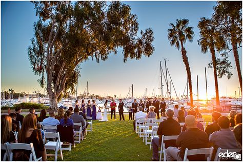 Marina Village sunset wedding ceremony Marina Village Wedding San Diego, Gold Wedding Dress Mermaid, Champagne Gold Wedding Dress, Sunset Wedding Ceremony, Scripps Seaside Forum, Champagne Gold Wedding, Johnson House, Marina Village, San Diego Wedding Venues