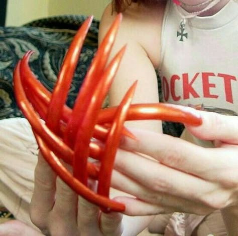 Super Long Nails, Long Sharp Nails, Xxl Nails, Very Long Nails, Nails Long Acrylic, Fall Nails Design, Longer Nails, Long Red Nails, Long Fingernails