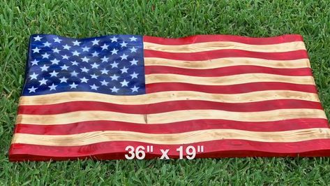 Flag Diy Projects, Wooden Flags Diy, Wood American Flag Diy, Wood Flag Diy, Fouth Of July Crafts, American Flag Diy, American Flag Waving, Diy Flag, Concealment Furniture