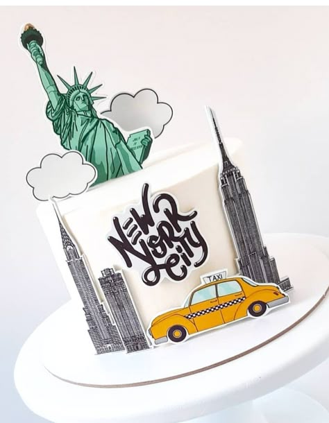 Nyc Cake Ideas, Nyc Birthday Cake, New York Theme Cake, New York Cake Ideas, New York Birthday Cake, New York Birthday Theme, Bon Voyage Cake, Nyc Cake, New York Cake