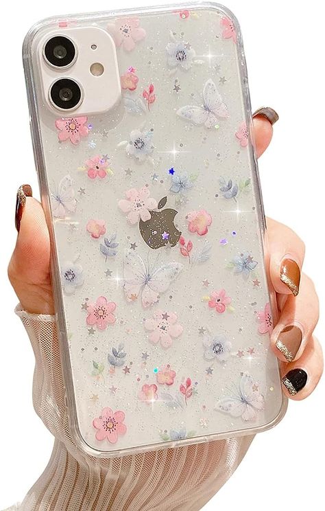 Glitter Phone Case, Bts Aesthetic Wallpaper For Phone, Glitter Phone Cases, Pretty Iphone Cases, Flower Butterfly, Girl Things, Flower Phone Case, Bts Aesthetic, Star Flower