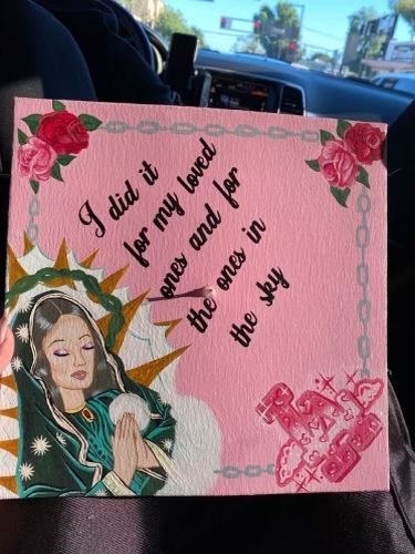 Customized Caps Graduation, Virgin Mary Cap Decoration, Jenni Rivera Graduation Cap, Cap And Gown Decoration Ideas Mexican, Virgen Graduation Cap, Graduation Cap Designs Family, Virgencita Graduation Cap, Grad Cap Designs Mexican, Virgin Mary Graduation Cap