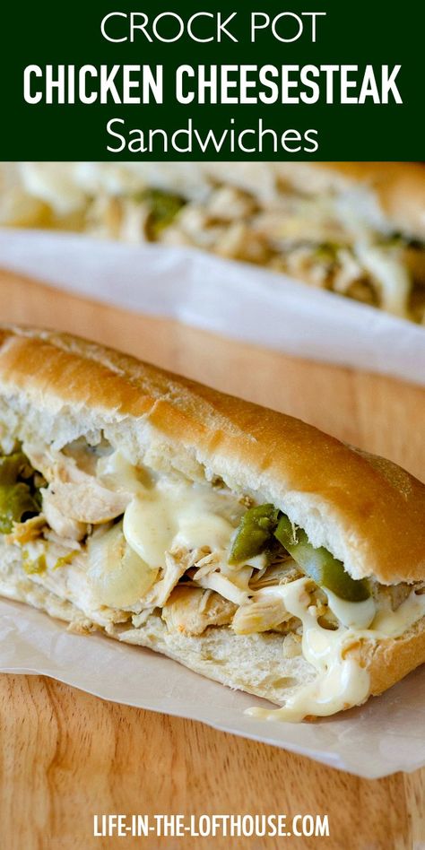 Chicken Philly Crockpot, Chicken Philly Sandwich Crockpot, Chicken Peppers Crockpot Recipes, Crock Pot Chicken Cheese Steak, Chicken Hoagie Recipes, Crockpot Chicken Philly Sandwiches, Crock Pot Chicken Sandwiches, Crockpot Chicken Recipes Sandwiches, Crockpot Chicken Cheesesteak