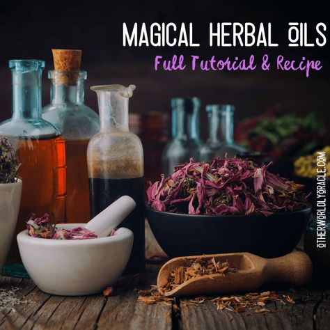 Magical Oils: How to Make Herb Infused Oils + Magical Oils Recipes! Wicca Oils, Money Oil Recipe, Herb Infused Oils, Infused Oil Recipes, Magical Oils, Magick Oil, Potions Recipes, Essential Oil Combinations, Cinnamon Essential Oil