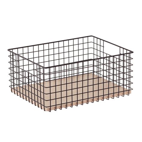 Maddox Wire Grid Bins | The Container Store Food Storage Pantry, Metal Bins, Pantry Organization Ideas, Storage Pantry, Pantry Organizers, Pantry Shelving, Spice Racks, Integrated Handles, Ideas Food