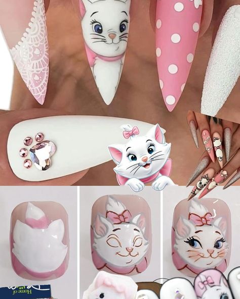 The Nail Art Collective: Movie Week I chose Aristocats for my very own Marie! The characters took the longest and I ended up sketching them before painting which I did not do with my last character set. I included my inspo collage as well at the end. 🎀 Price $65 • • • • #aristocatsmarie #aristocats #disney #disneynails #handpaintednailart #handpaintednails #nails #manicure #gelxnails #nailart #naildesign #nailsofinstagram #nailsnailsnails #disneyland #disneyworld #disneyfashion #marienails Pluto Nails Disney, Nails Inspired By Movies, Nail Art Cartoon, Nail Cartoon, Character Nail Art, Inspo Collage, Nails Business, Cartoon Nail Designs, Character Nails