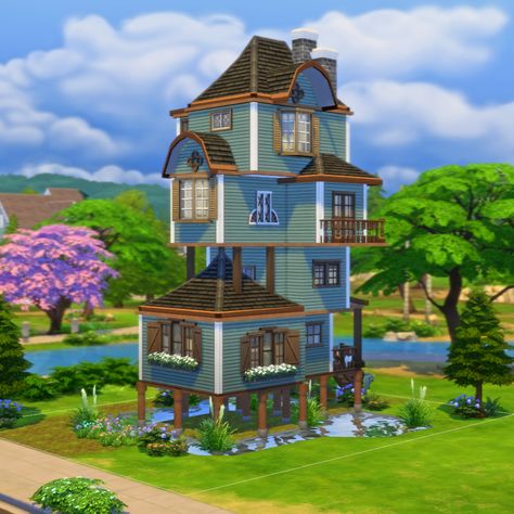 Sims 4 Builds Basegame, Sims 4 Parks, Basegame House Sims 4, Basic Stretches, Fairy Tale Cottage, Fairytale House, Sims Builds, Sims 4 House Plans, Sims 4 House Building