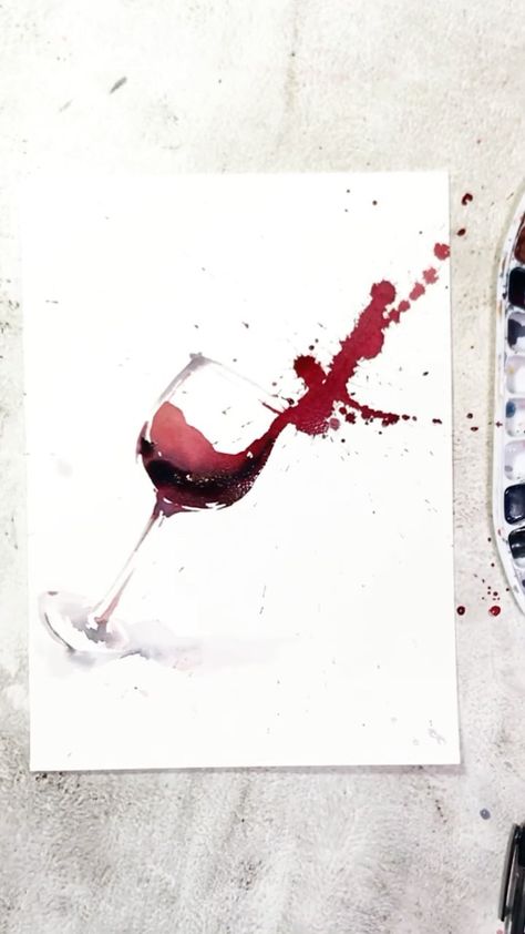 painting_skill on Instagram: @painting_skill 🌟 Cheers to beautiful life 🌟 👩‍🎨 Artist @natalipilipyuk.art 🎨 More Art @painting_skill . . .… Wine Spill Art, Wine Watercolor Painting, Alcohol Painting Ideas, Watercolor Pouring, Alcohol Painting, Movement Art, Vine Drawing, Spilled Wine, Wine Painting