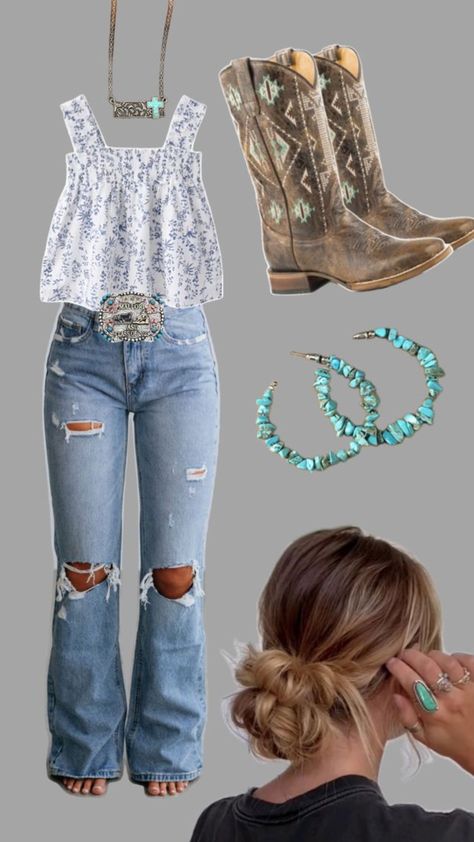 Fashionable Western Outfits, Cute Outfits For School Western, Outfits Aesthetic Country, Western Outfits Women For School, First Day Of School Outfit Western, Western Hoco Outfit, Country First Day Of School Outfits, Country Outfits Ideas, Western Simple Outfits