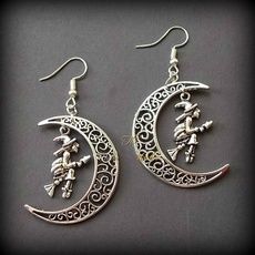 Jewellery | Wish Wiccan Earrings, Silver Moon Earrings, Halloween Headbands, Lotus Flower Jewelry, Wicca Jewelry, Halloween Costume Inspiration, Spooky Costumes, October Birthstone Jewelry, Witch Moon