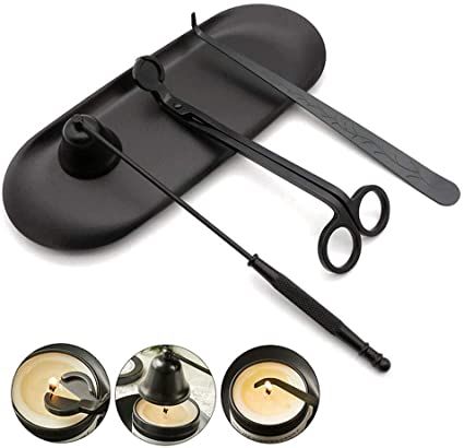 Amazon.com: YONUFI Candle Snuffer, Candle Wick Trimmer Wick Dipper with Tray 4 in 1 Candle Accessory Set (Black) : Home & Kitchen Purple Kitchen Accessories, Candle Fire, Candle Wick Trimmer, Wick Trimmer, Scented Pillar Candles, Candle Lighters, Purple Kitchen, Candle Wick, Shaped Candle