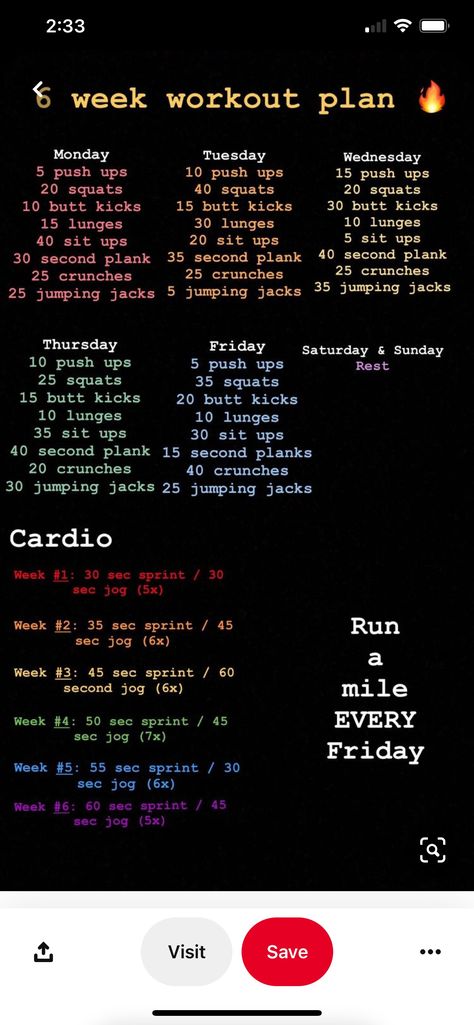 6 Week Workout Plan, Weekly Workout Plans, Work Plans, Jumping Jacks, Gym Workout Tips, I Work Out, Sit Up, Fitness Tips, Gym Workouts