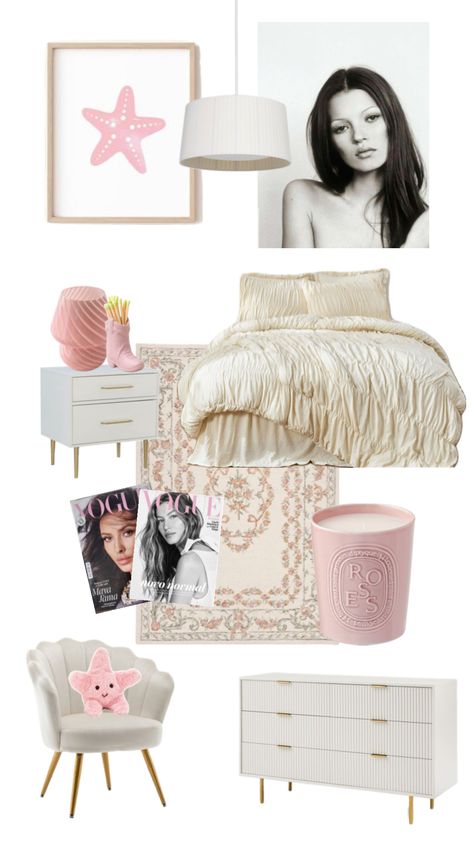 #vibes #homedecor #bedroom #bedroominspo #aestethic #pink #katemoss #vogue Vogue Inspired Bedroom, Girly Bedroom Aesthetic, Vogue Bedroom, Sweet Room, Bedroom Aesthetic, Bedroom Inspo, Room Inspo, Apartment Decor, Vogue