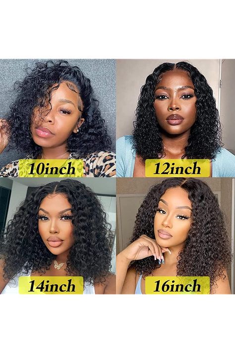 Enivuoso 4x4 Closure Wigs Human Hair Brazilian Remy Deep Wave Lace Front Wigs for Black Women Curly Bob Glueless Wigs Human Hair Pre Plucked Hairline With Baby Hair 10 Inch Wigs For Black Women Bob, Bob Wigs For Black Women, Black Women Bob, Bad Wigs, Deep Wave Lace Front Wigs, Bob Wig With Bangs, Curly Bob Wigs, Closure Wigs, Short Curly Bob