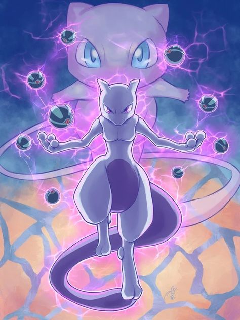 Mewtwo's Pokeballs Pokemon Mewtwo Art, Mew Two Pokemon, Pokémon Mural, Pokemon Flowers, Mewtwo Drawing, Mewtwo Wallpapers, Mewtwo Evolution, Mewtwo Tattoo, Mewtwo Art