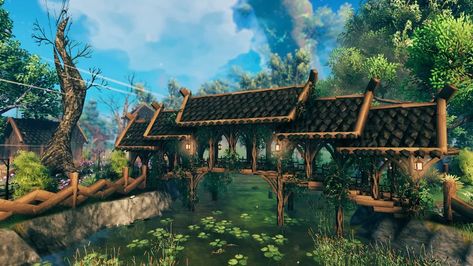 Ark Survival Evolved Bases, Nordic Architecture, Viking House, Village Map, Viking Village, Planet Coaster, Base Building, Adventure Map, Ark Survival Evolved