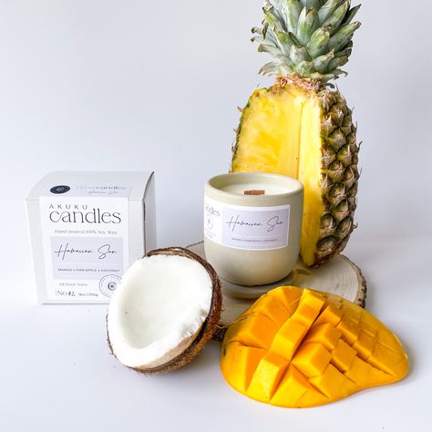 🥭🥥🍍Our Mango Pineapple Coconut candle smells absolutely amazing! It’s the perfect scent for Spring and Summer scent. ✨✨Pre-Order yours today at akukushop.com That That, Candle Shoot, Candle Photography Ideas, Candle Photoshoot, Candle Photography, Mango Pineapple, Coconut Candle, Candle Smells, Candles Photography