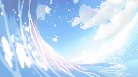 animated, anime, and gif image Sea Gif Aesthetic Anime, Waves Gif Aesthetic, Ocean Waves Anime Aesthetic Gif, Blue Gifs Aesthetic, Sea Banner Gif, Ocean Aesthetic Gif, Anime Ocean Gif, Blue Gif Aesthetic, Blue Anime Gif