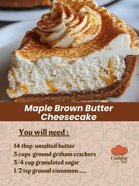 My Healthy Dish | Maple Brown Butter Cheesecake 😋🍰 | Facebook Maple Brown Butter Cheesecake, Brown Butter Cheesecake, Maple Cheesecake, My Healthy Dish, Peanut Butter Cream Pie, Maple Brown, Thanksgiving Food Desserts, Thanksgiving Food, Chocolate Pies