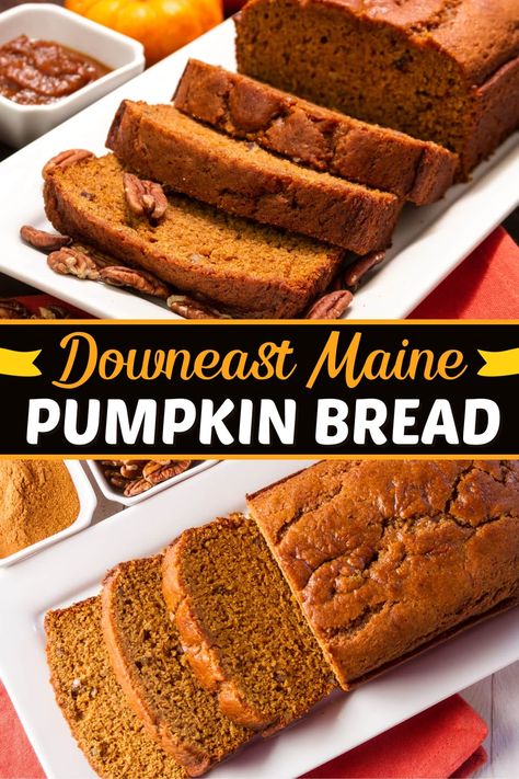 This Downeast Maine pumpkin bread is full of classic fall flavors! Made with pumpkin puree, flour, sugar, and spices, it's the perfect treat! Down East Maine Pumpkin Bread Recipe 12 Tomatoes, Maine Pumpkin Bread Downeast, Down East Pumpkin Bread, Downeast Maine Pumpkin Bread Allrecipes, Down East Maine Pumpkin Bread, Down East Maine Pumpkin Bread Recipe, Maine Pumpkin Bread, Downeast Maine Pumpkin Bread, Bread Loafs