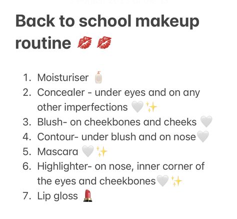 The perfect Back to school makeup routine that should only take 10 minutes. This routine will make you look glowy and people will be legt wondering how you had such a big glow up over summer. School Makeup Looks Highschool, Glow Up Over Summer, School Makeup Routine, Better 2024, Back To School Makeup, Uk Makeup, Cute Hairstyles For School, Preppy School, School Hair