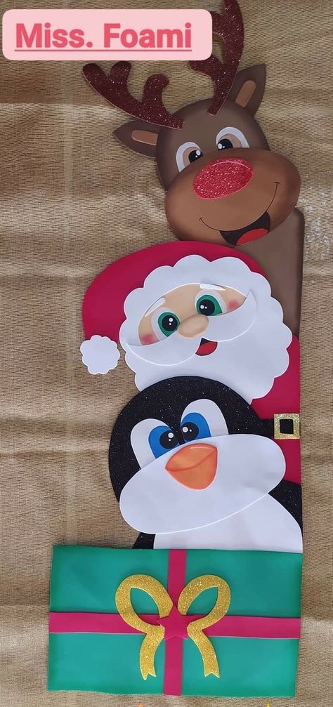 Kindergarten Christmas Crafts, Santa Claus Crafts, Christmas Decorations Sewing, Christmas Door Decorating Contest, Christmas Crafts Diy Projects, Christmas Kindergarten, Christmas Decorations For Kids, Cool Paper Crafts, Hand Crafts For Kids