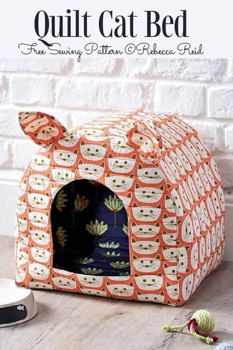 Cat Bed Pattern, Diy Cat Tent, Pet Clothes Patterns, Cat Diy Crafts, Diy Cat Bed, Cat House Diy, Cat Tent, Fabric Cat, Cats Diy Projects