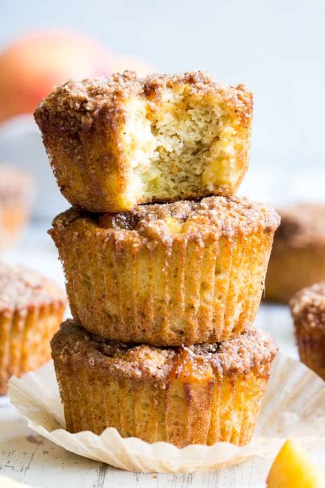 Keto Peach Muffins, Paleo Peach Recipes, Paleo Peach Muffins, Paleo Easter, Paleo Blueberry Muffins, Peach Popsicles, Paleo Running Momma, Dairy Free Muffins, Paleo Breads