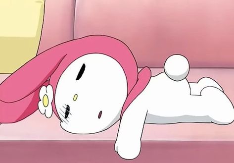 My Melody Sleeping, Sleep Meme, My Melody Wallpaper, I'm Just A Girl, Melody Hello Kitty, Hello Kitty Characters, Cartoon Photo, Cute Emoji, Pink Hello Kitty