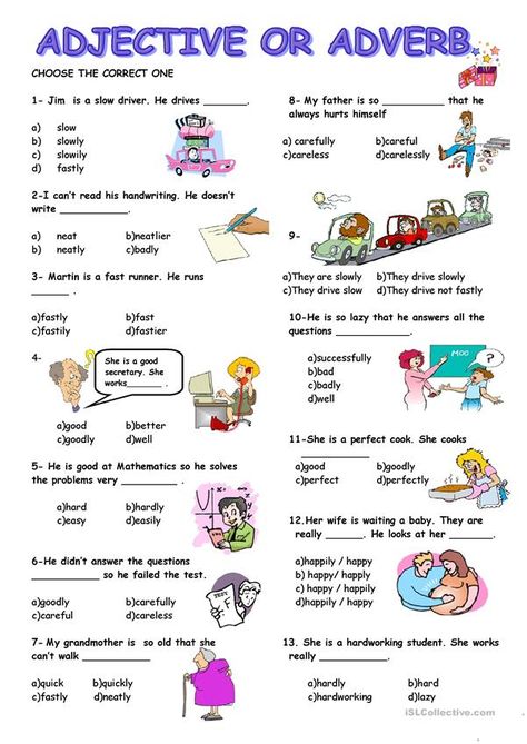 English Adverbs, Adverbs And Adjectives, Adverb Activities, Teaching Adjectives, Adverbs Worksheet, English Adjectives, Adjective Worksheet, Teaching English Grammar, English Grammar Worksheets