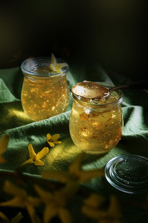 The Magic of Urban Foraging: Golden Forsythia Jelly — The Wondersmith Fairy Party Food Savory, The Wondersmith, Forager Aesthetic, Foraging Aesthetic, Forest Recipes, Urban Foraging, Lucky Ducks, Magical Food, Magic Food