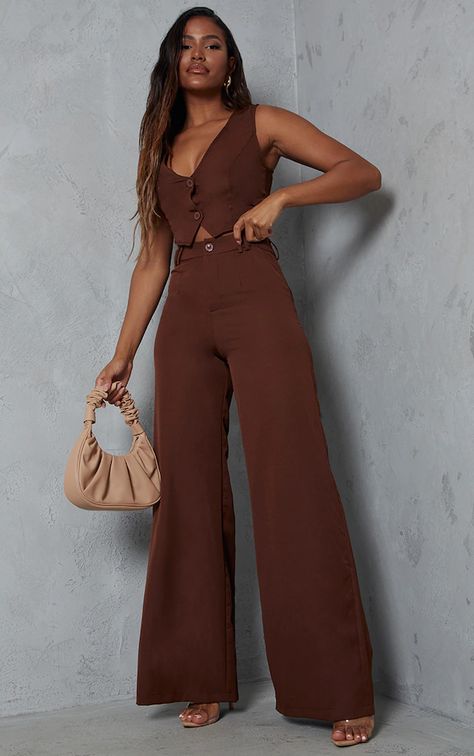 Page 2: Women's Pantsuits | Women's Dress Suits | PrettyLittleThing USA Brown Professional Outfit, Chocolate Brown Suit Women, Brown Waistcoat Outfit Women, Chocolate Brown Clothes, Chocolate Brown Outfits For Women, Brown Outfit Women, Brown On Brown Outfit, Brown Suit Women's, Brown Outfits For Women