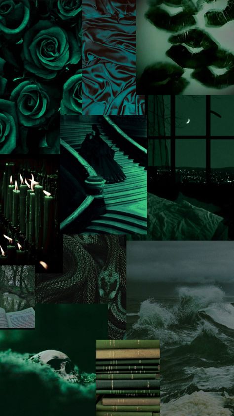 Dark rich green aesthetic fantasy villan wallpaper collage Rich Green Aesthetic, Deep Green Aesthetic Wallpaper, Dark Green Collage, Deep Green Aesthetic, Ivy Aesthetic, Slytherin Stuff, Study Aesthetics, Dark Green Wallpaper, Slytherin Boys