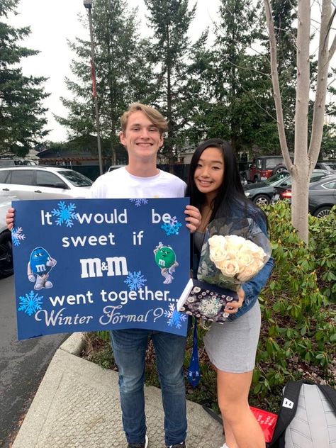 M&m Promposal, Proposal Signs, Winter Formal Proposal, Formal Proposal, Formal Proposals, Dance Posters, Homecoming Posters, Winter Ball, Dance Poster