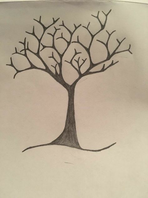 Tree Drawings Pencil Simple, Easy Trees To Draw, Easy Drawings Tree, A Tree Drawing Easy, Easy Tree Sketch, Tree Drawings Easy, Trees Drawing Simple, Draw Tree Easy, Simple Pencil Drawings Easy