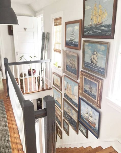 Nautical Gallery Wall, Sailor Decor, Florida Bedroom, Living Room Gallery Wall, Vintage Nautical Decor, House Artwork, Room Gallery Wall, Nautical Interior, Nautical Artwork