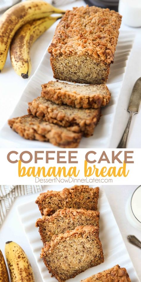 Quick Morning Bread, Healthy Banana Cinnamon Bread, Banana Bread Casserole, Banana Coffee Loaf, Banana Bread Recipe Cinnamon Crumble, Banana Bread Coffee Cake Recipe, Banana Loaf Cake Recipes, Banana Bread Streusel, Banana Crumb Bread