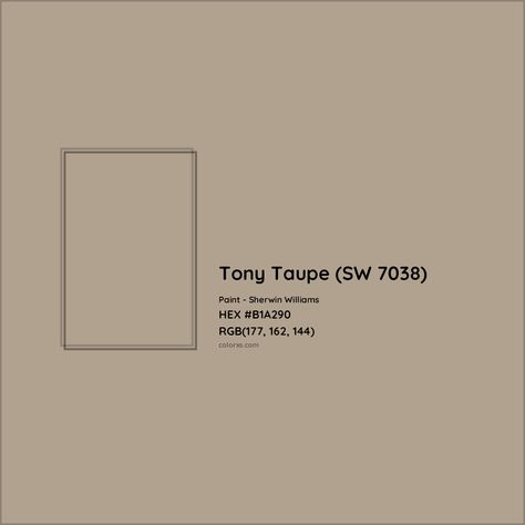 Sherwin Williams Tony Taupe (SW 7038) Paint color codes, similar paints and colors Sw Tony Taupe, Tony Taupe, Sherwin Williams Tony Taupe, Tony Taupe Sherwin Williams, Rgb Color Codes, Paint Color Codes, Analogous Color Scheme, Hexadecimal Color, Rgb Color Wheel