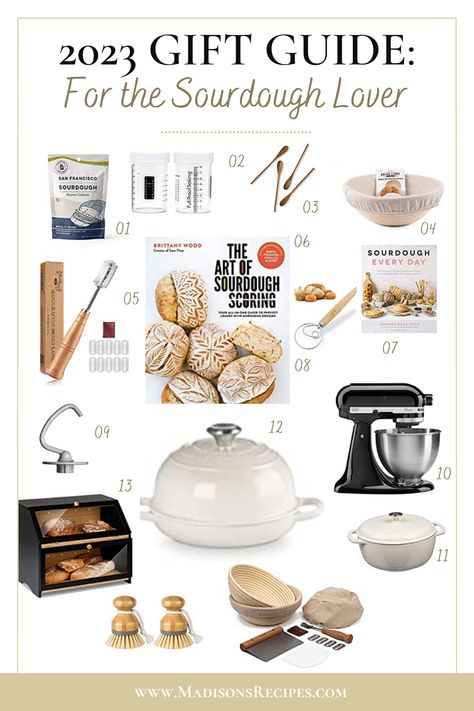 Mothers Day Gift Guide 2023 Sourdough Presentation, Sourdough Accessories, Sourdough Gift Basket, Sourdough Supplies, Homemade Street Tacos, Flour Tortilla Recipe, 15 Gift Ideas, Recipes With Flour Tortillas, Sourdough Bread Sandwiches