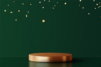 Christmas Podium, Gold Christmas Table, Product Backdrop, Podium Background, 3d Podium, Stage Background, Png Stickers, Dark Green Background, Green Product