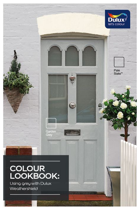 Colour Lookbook Weathershield Greys Exterior Paint Colors For House Uk, Terrace House Exterior Colours, Dulux Exterior Paint Colours Houses, Fascia Colors Exterior Paint, Dulux Front Door Colours, House Colour Schemes Exterior Modern, Dulux Weathershield Exterior Colours, Grey House Exterior Colour Schemes, Dulux Exterior Paint Colours