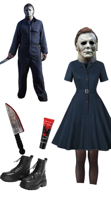 Michael as a baddie Michael Meyers Womens Costume, Famous Mike Costumes, Michael Myers Girl Costume, Halloween Costumes Pants, Michael Myers Costume, Horror Halloween Costumes, Movie Halloween Costumes, Diy Costumes Women, Crazy Costumes