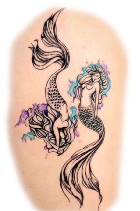 Goddess Tattoo Design Pisces, Pisces Mermaid Tattoo, Pisces Fairy Tattoo, Mermaid Pisces Tattoo, Capricorn Mermaid Tattoo For Women, Unique Pisces Tattoos Mermaid, Pisces Tattoo Designs, Pisces Tattoos, Gemini Tattoo