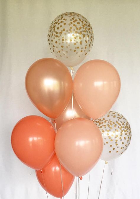 Peach Balloon Decorations, Coral Pink Balloon Garland, Coral Balloons, Pink Peach White Balloon Garland, Coral Party Decorations, Peach Balloons, Balloons First Birthday, Baby Shower Color Themes, Coral Baby Shower