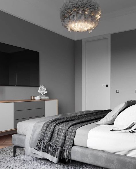 Room Color Ideas Bedroom Men, Light Gray Paint Colors, Gray And White Bedroom, Light Grey Bedroom, Light Gray Bedroom, Grey Bedroom Design, Grey Wall Color, Bedroom Color Combination, Living Room Wall Color