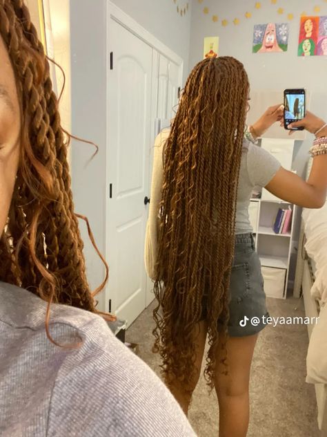 Light Brown Twists Black Women, Light Ginger Braids, Honey Brown Twists, Brown Boho Twists, Honey Blonde Island Twist, Honey Blonde Twists, Brown Island Twist, Honey Blonde Passion Twist, Ginger Hair Black Women Braids