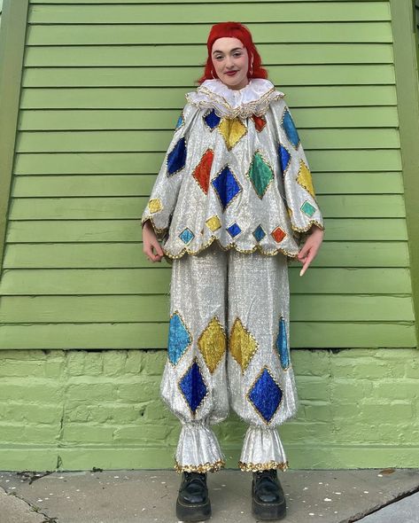 Vintage Clown Costume, Clown Costume Diy, Clowncore Outfit, Jester Halloween, Vintage Circus Costume, Clown Pants, Jester Outfit, Jester Costume, Pierrot Clown